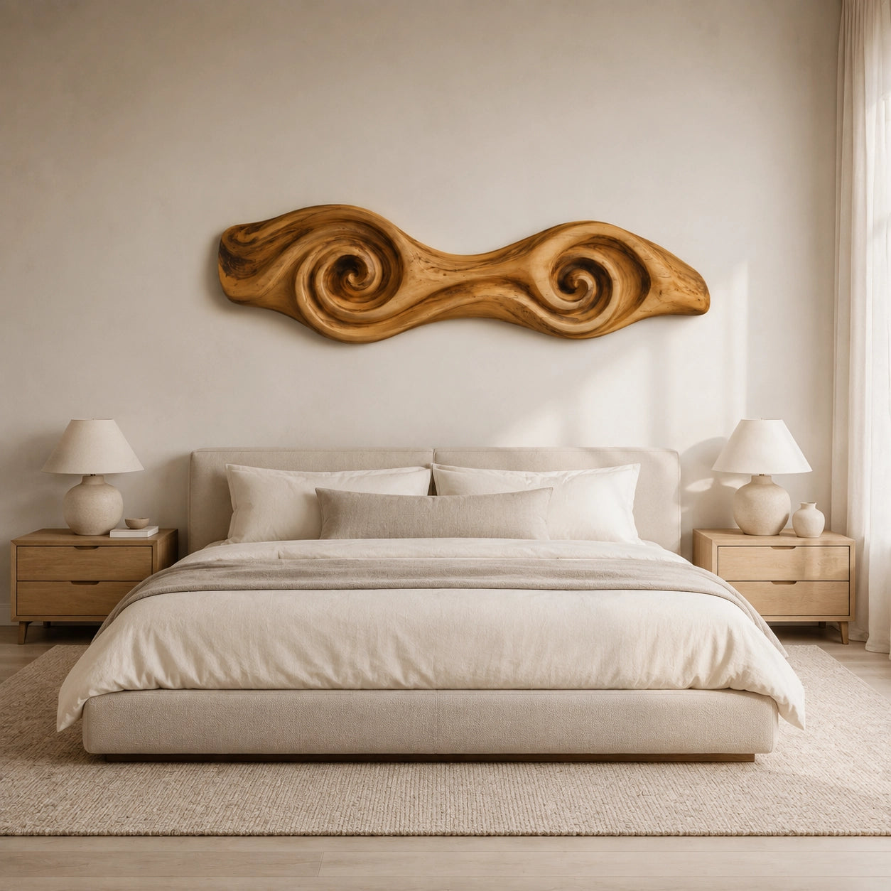 Sculptural Wall Art with Spiral-Carved Natural Solid Wood in Seven Sizes - Woodenecho - 3