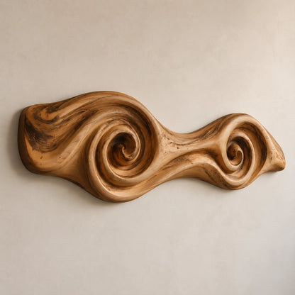 Sculptural Wall Art with Spiral-Carved Natural Solid Wood in Seven Sizes - Woodenecho - 4