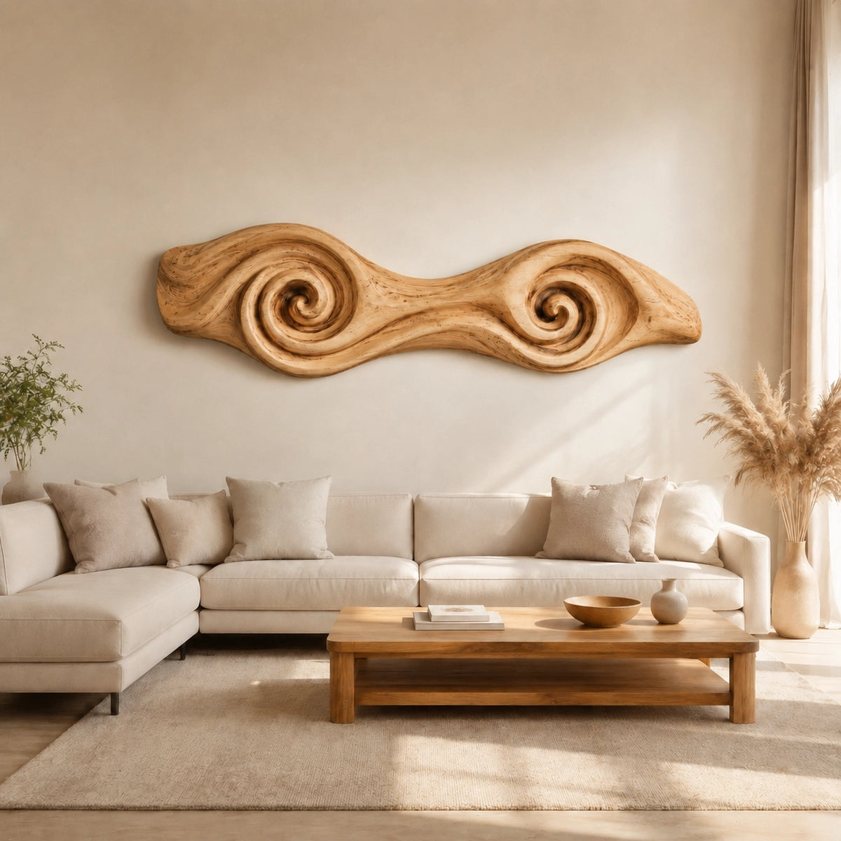 Sculptural Wall Art with Spiral-Carved Natural Solid Wood in Seven Sizes - Woodenecho - 8