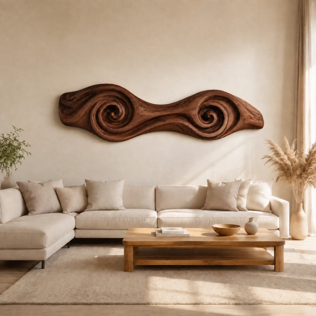 Sculptural Wall Art with Spiral-Carved Natural Solid Wood in Seven Sizes - Woodenecho - 9