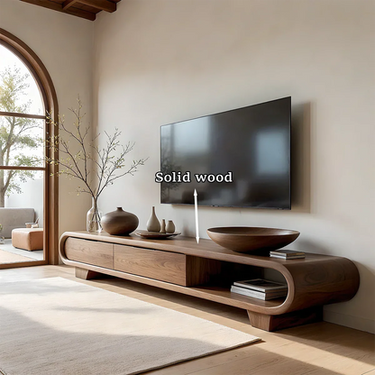 Solid Wood TV Stand with Low Profile Design and Rounded End Frame - ArborisWood - 12