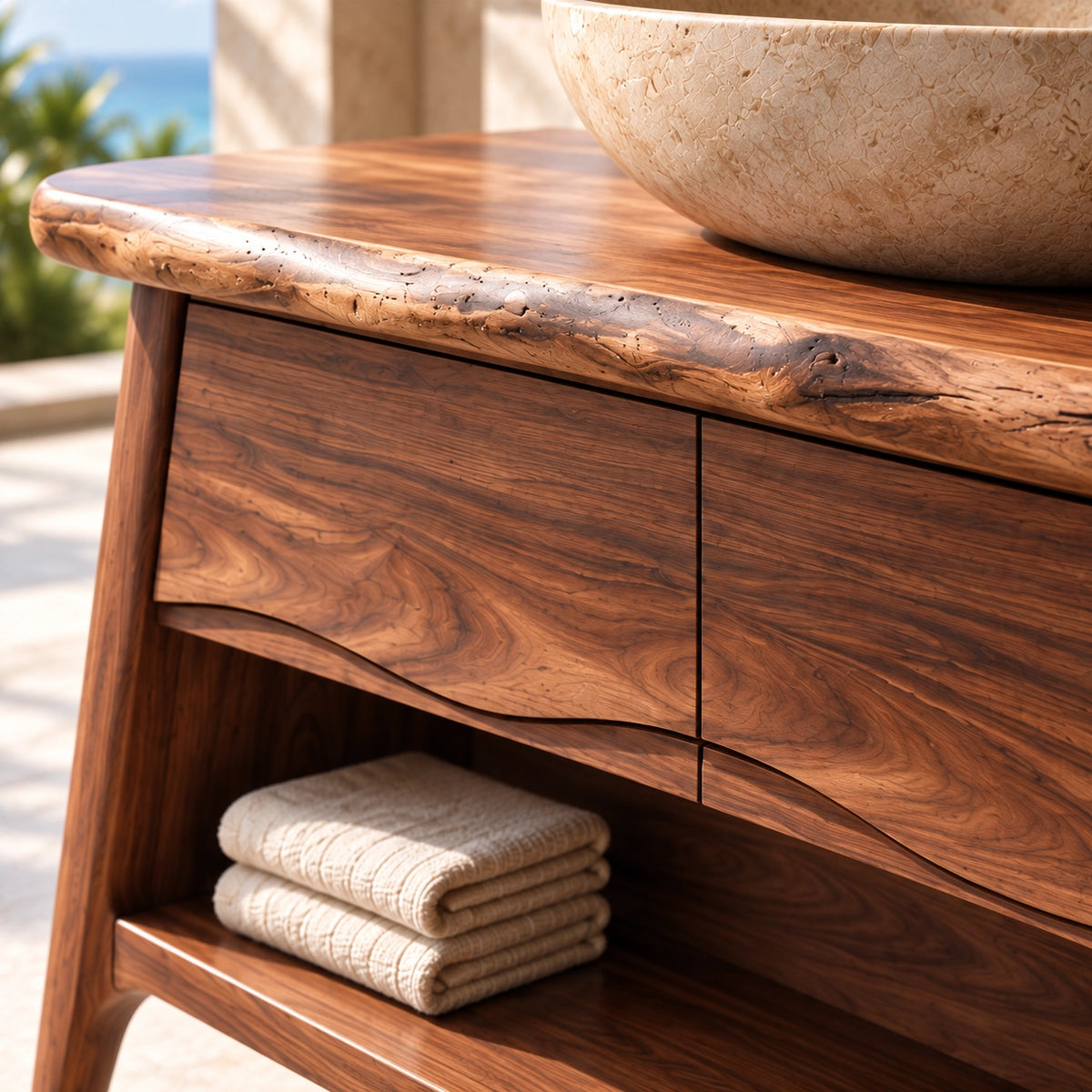 Traditional Bathroom Vanity with Double Drawers and Open Storage Shelf - Woodenecho - 5