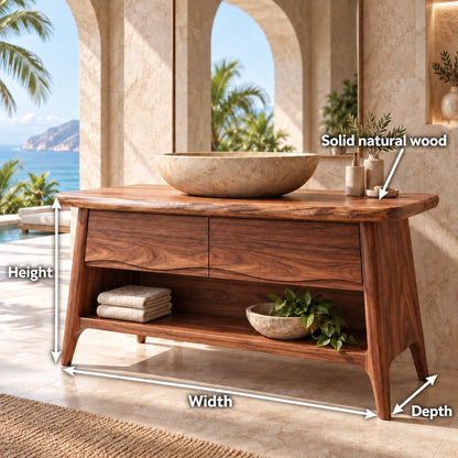 Traditional Bathroom Vanity with Double Drawers and Open Storage Shelf - Woodenecho - 6