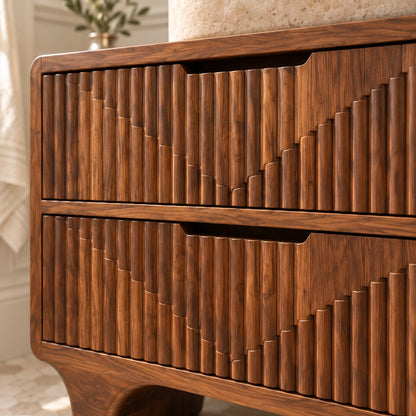 Traditional Bathroom Vanity with Fluted Drawers and Open Shelving - Woodenecho - 5