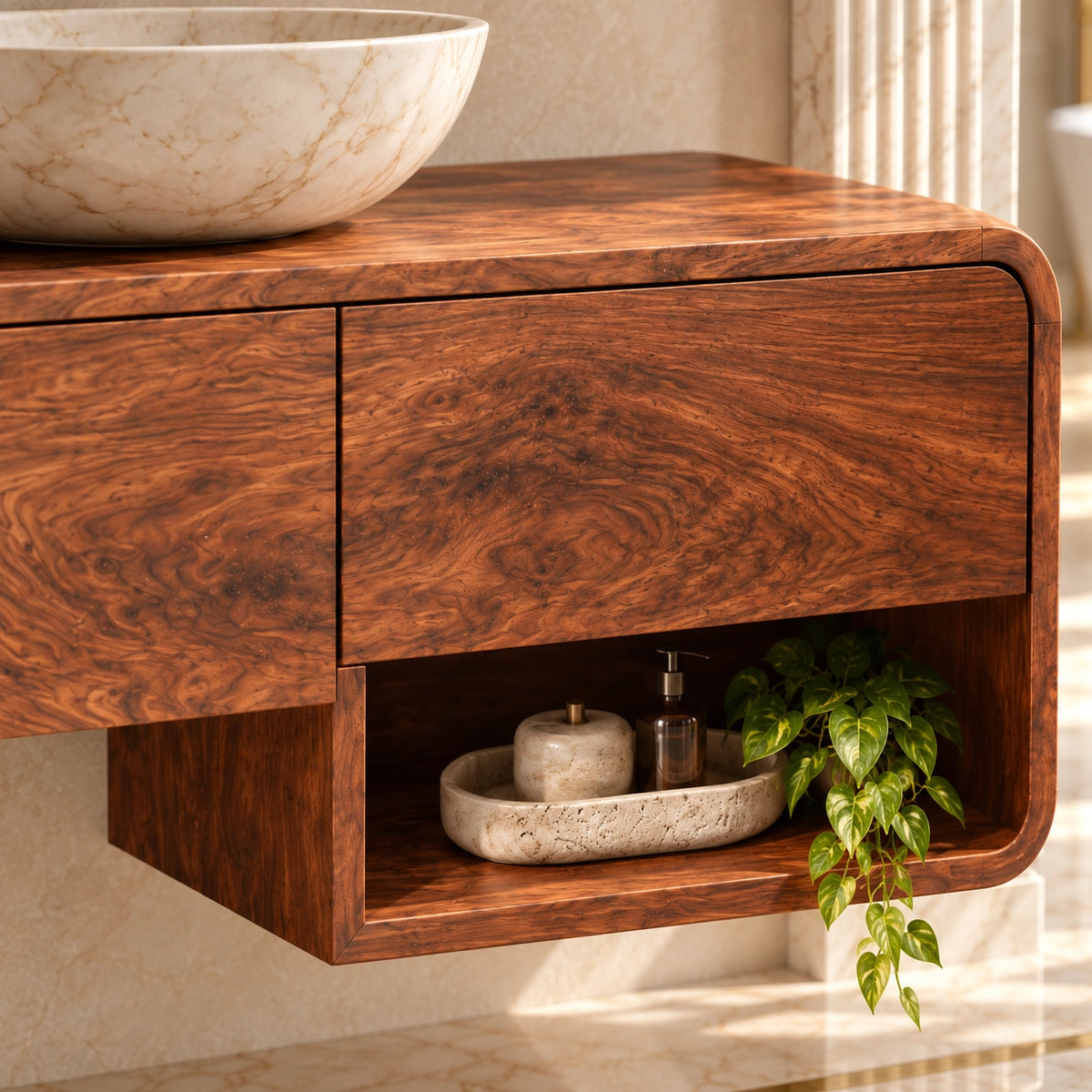 Traditional Bathroom Vanity with Three Drawers and Open Storage Shelf - Woodenecho - 5