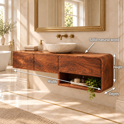 Traditional Bathroom Vanity with Three Drawers and Open Storage Shelf - Woodenecho - 6