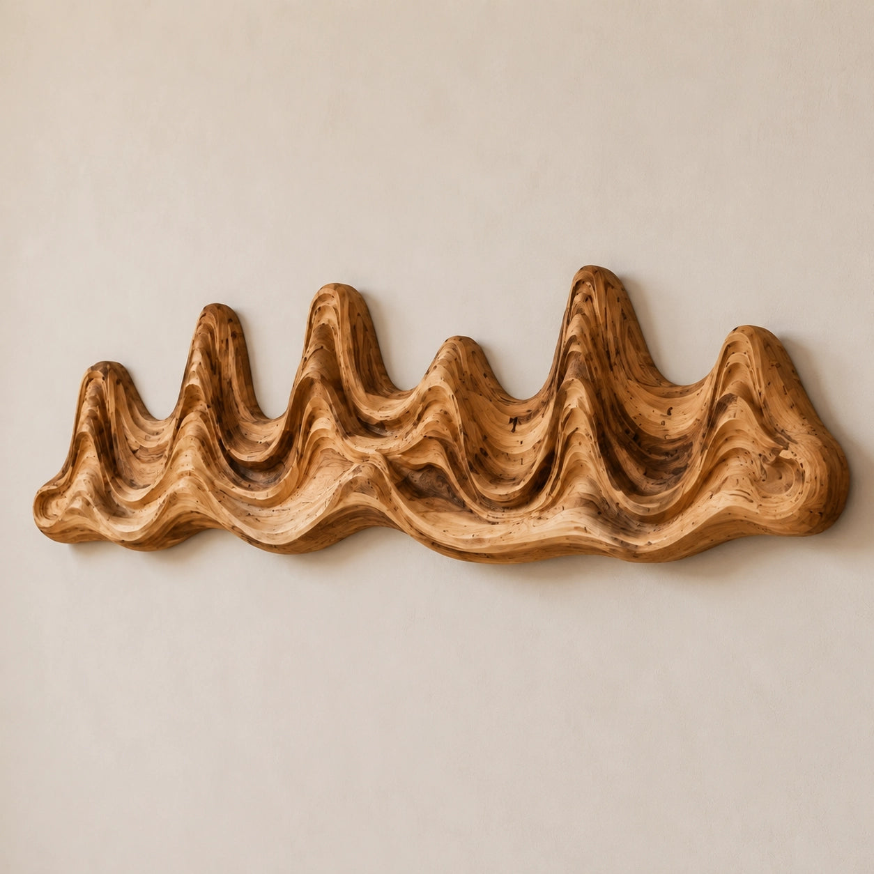 Undulating Wave Wall Art in Natural Solid Wood for Modern Living Spaces - Woodenecho - 2