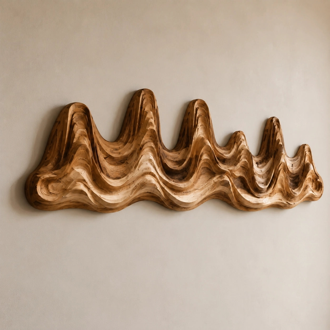 Undulating Wave Wall Art in Natural Solid Wood for Modern Living Spaces - Woodenecho - 5