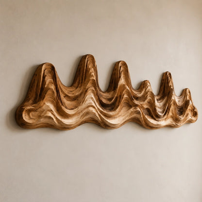 Undulating Wave Wall Art in Natural Solid Wood for Modern Living Spaces - Woodenecho - 5