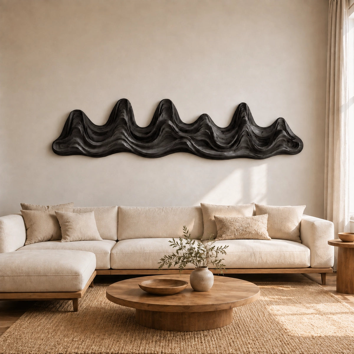 Undulating Wave Wall Art in Natural Solid Wood for Modern Living Spaces - Woodenecho - 7
