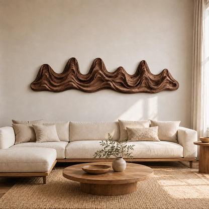 Undulating Wave Wall Art in Natural Solid Wood for Modern Living Spaces - Woodenecho - 9