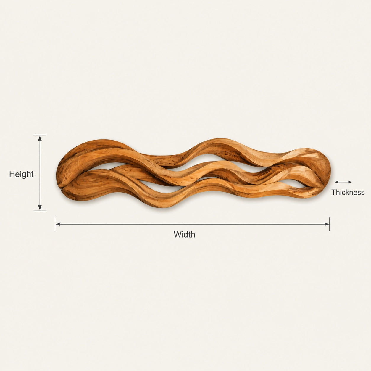 Wall Art with Flowing Wave-Carved Design in Natural Solid Wood for Walls - Woodenecho - 5