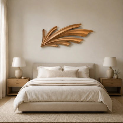 Wall Art with Sculptural Fan-Carved Design in Natural Solid Woods - Woodenecho - 3
