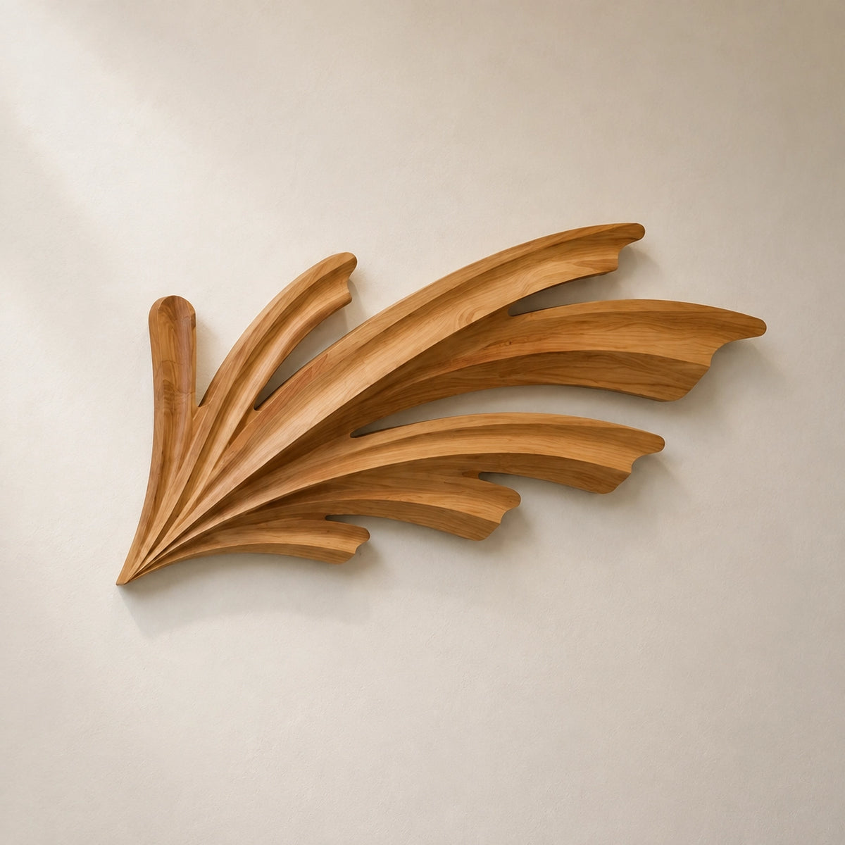 Wall Art with Sculptural Fan-Carved Design in Natural Solid Woods - Woodenecho - 4