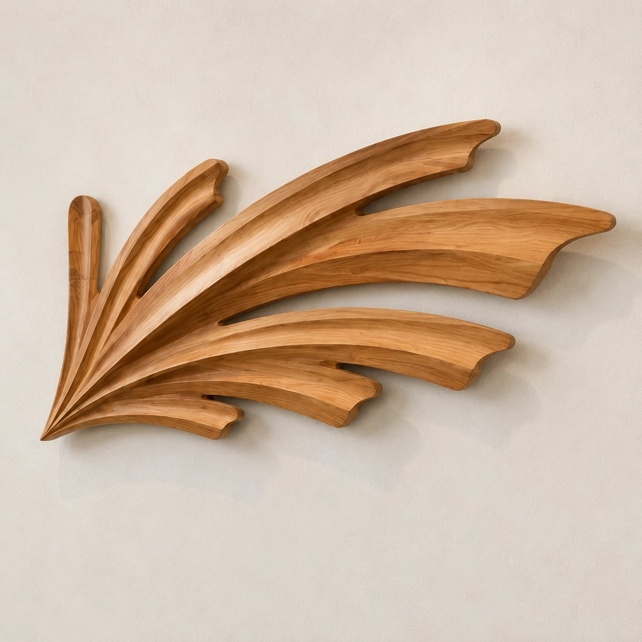 Wall Art with Sculptural Fan-Carved Design in Natural Solid Woods - Woodenecho - 5
