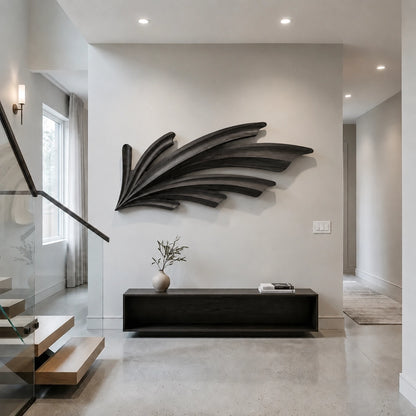 Wall Art with Sculptural Fan-Carved Design in Natural Solid Woods - Woodenecho - 8