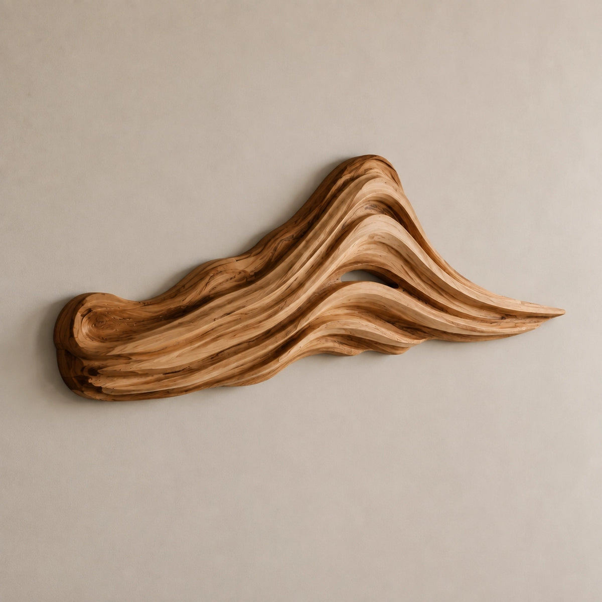 Wave-Form Wall Art with Layered Carved Natural Solid Wood Designs - Woodenecho - 5