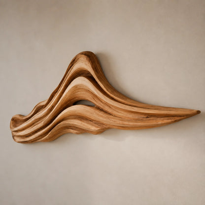 Wave-Form Wall Art with Layered Carved Natural Solid Wood Designs - Woodenecho - 6