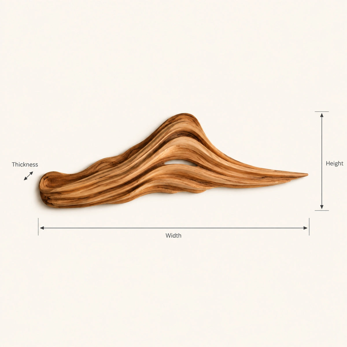 Wave-Form Wall Art with Layered Carved Natural Solid Wood Designs - Woodenecho - 7