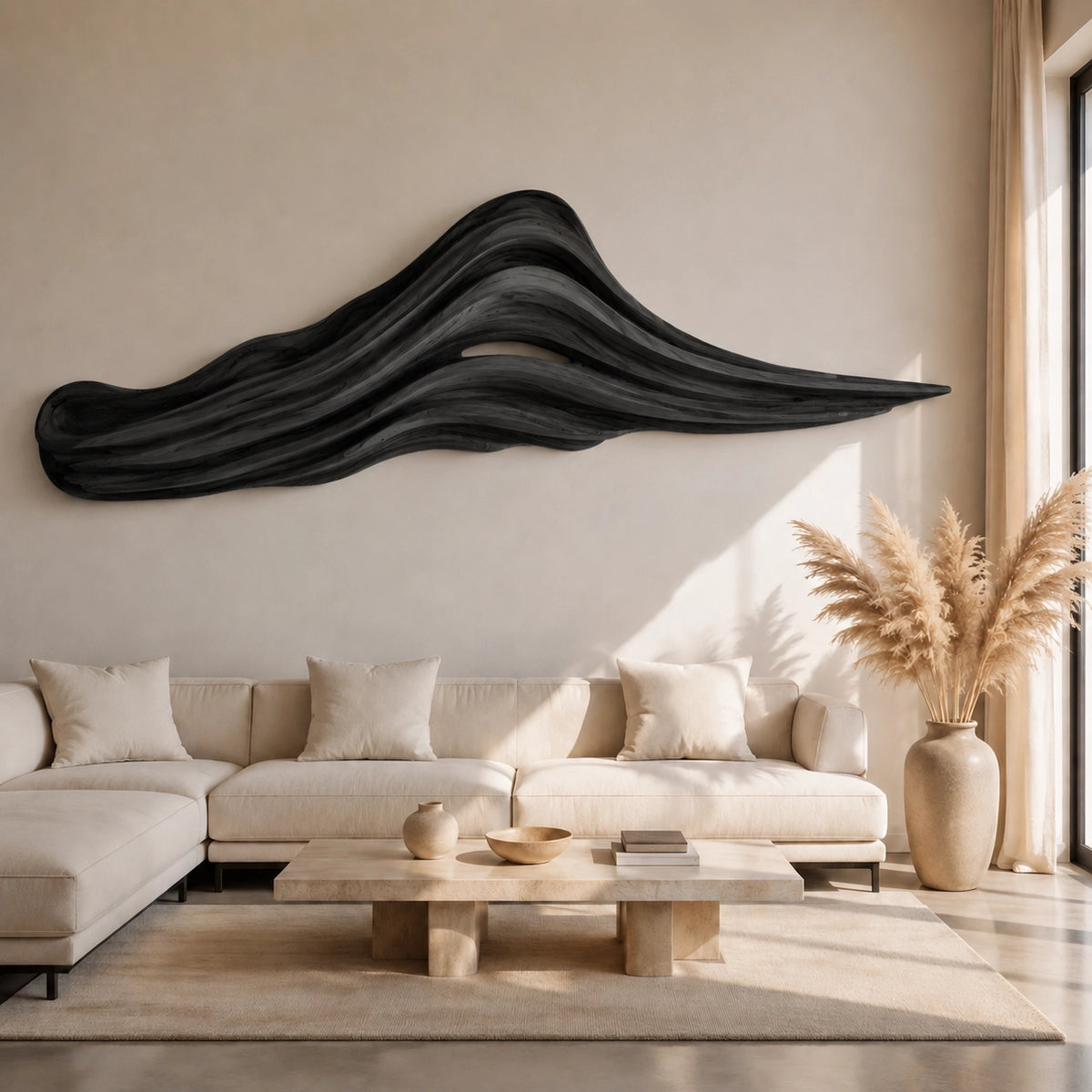 Wave-Form Wall Art with Layered Carved Natural Solid Wood Designs - Woodenecho - 8
