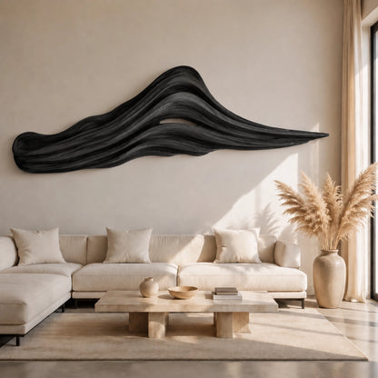 Wave-Form Wall Art with Layered Carved Natural Solid Wood Designs - Woodenecho - 8